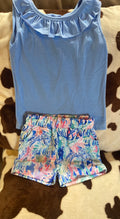 Coral Print Short Set