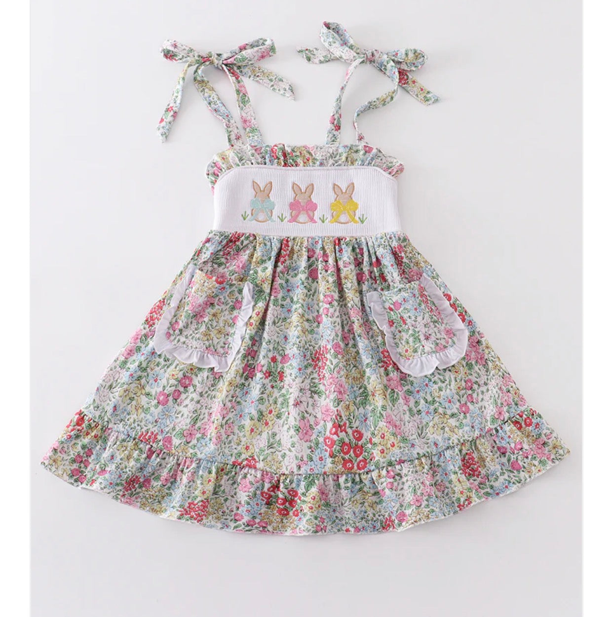 Girls Embroidered Smocked Easter Dress