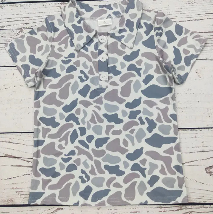Boys Camo Printed Polo