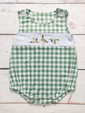 Boys Checkered Duck Applique Bubble
