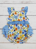 Girls Floral Ruffle Bubble