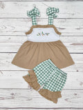 Girls Duck Applique Checkered Set