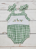 Girls Checkered Applique Bubble