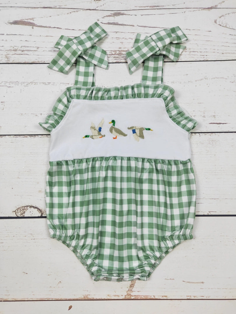 Girls Checkered Applique Bubble