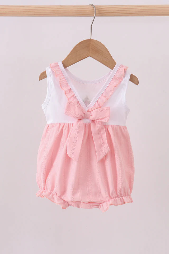 Girls Pink Embroidered Cross Bubble