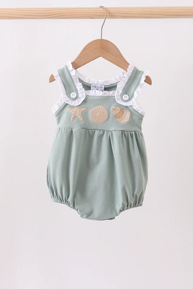 Starfish and Shell Embroidered Ruffle Bubble