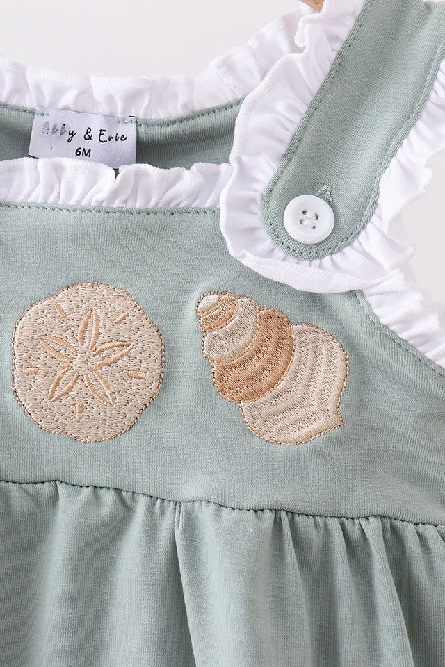Starfish and Shell Embroidered Ruffle Bubble